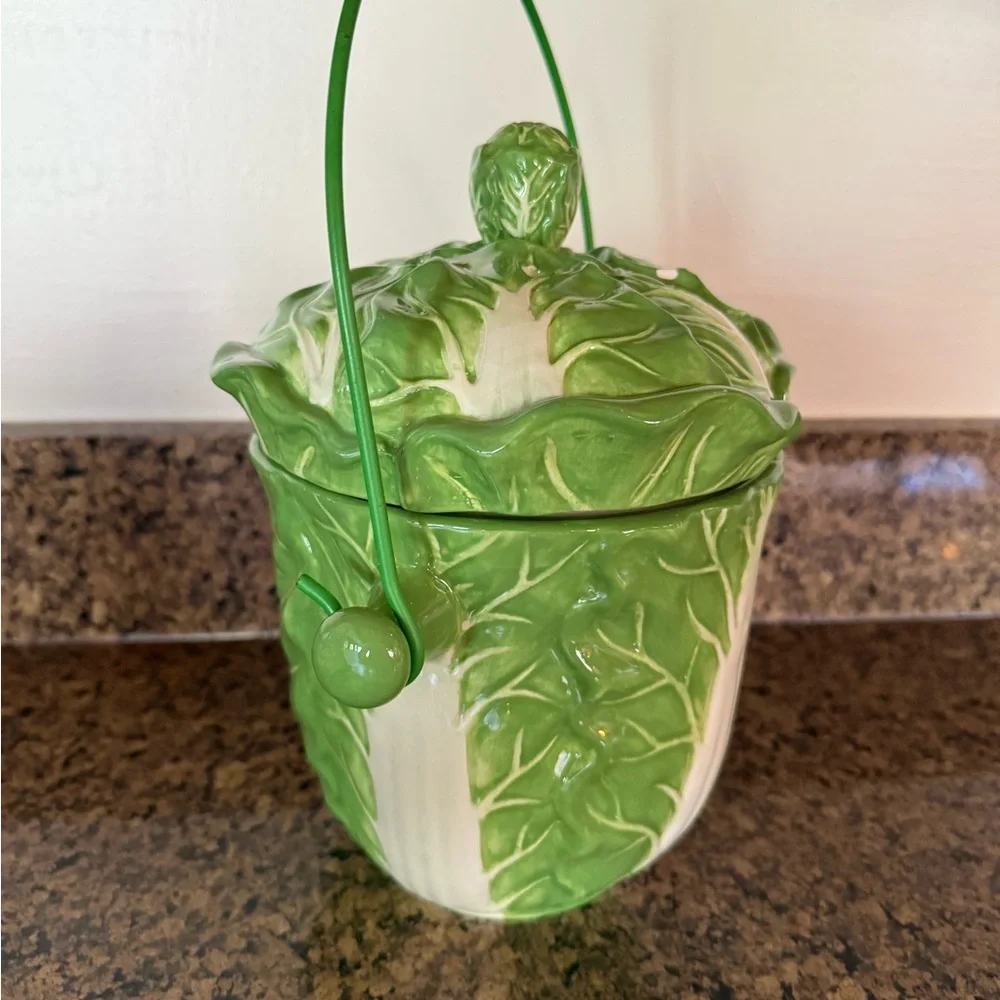 Ceramic Lettuce Compost Keeper Vintage Cabbage Composter Cottagecore Farmhouse